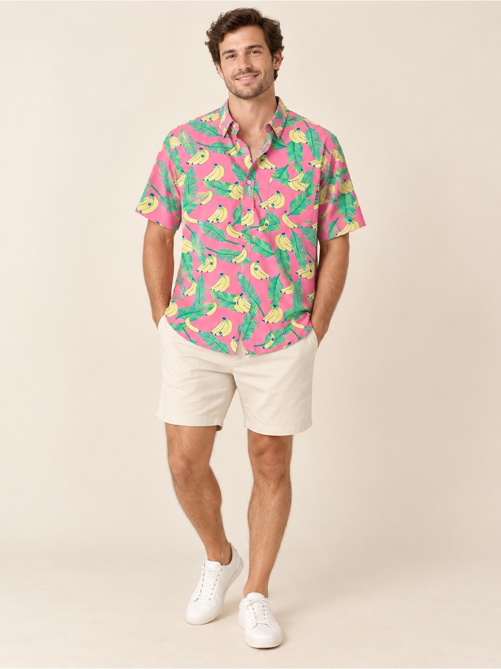 Chubbies short-sleeve button-up "Friday Shirt" tropical banana print. XXL